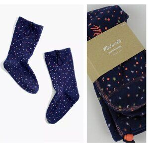 Madewell Slipper Socks Plush Fleece Indigo Blue Cozy NWT